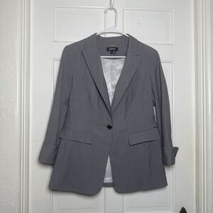 DKNY Women’s One Button Blazer Gray Size 10 Career Work Jacket Tailored